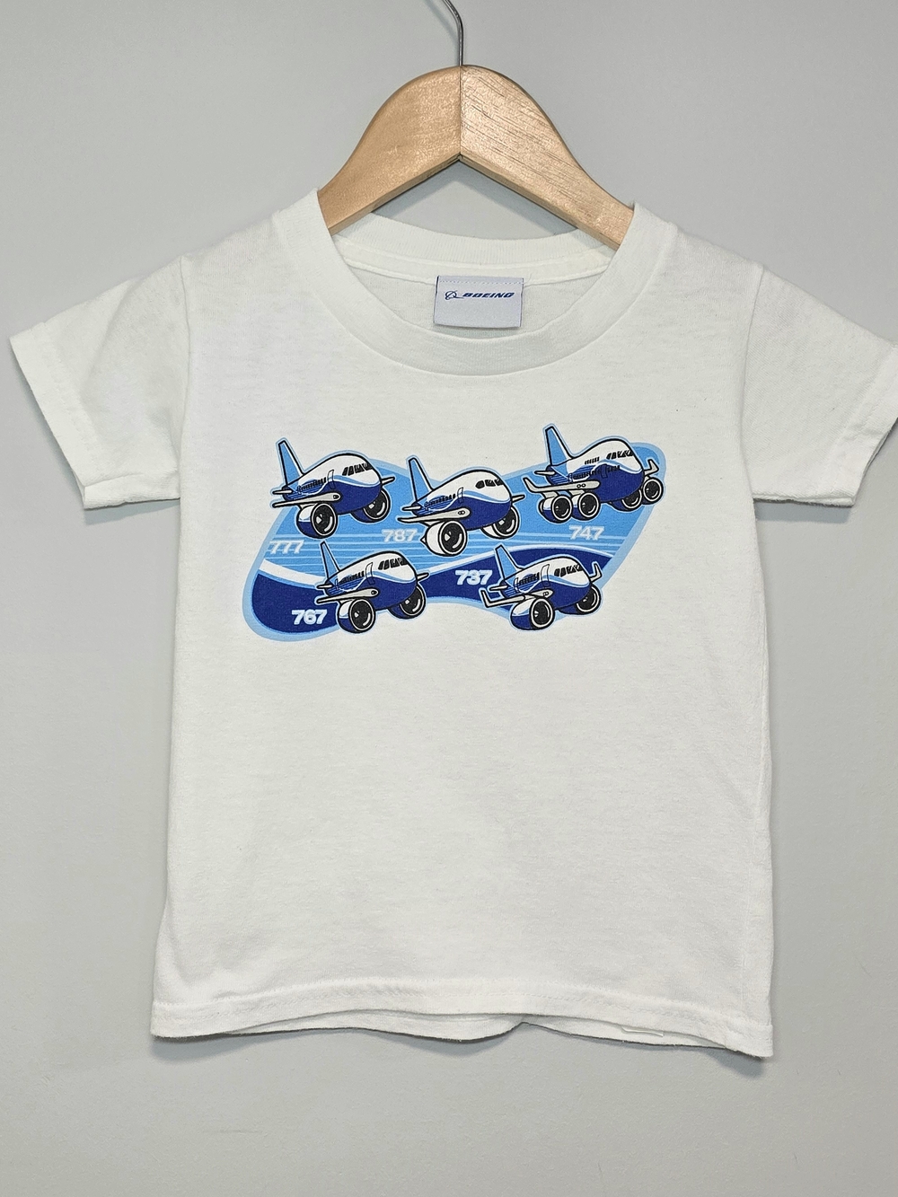 Boeing Kids Airplane Graphic Cotton Tee-shirt Short Sleeve 3T Blue And White